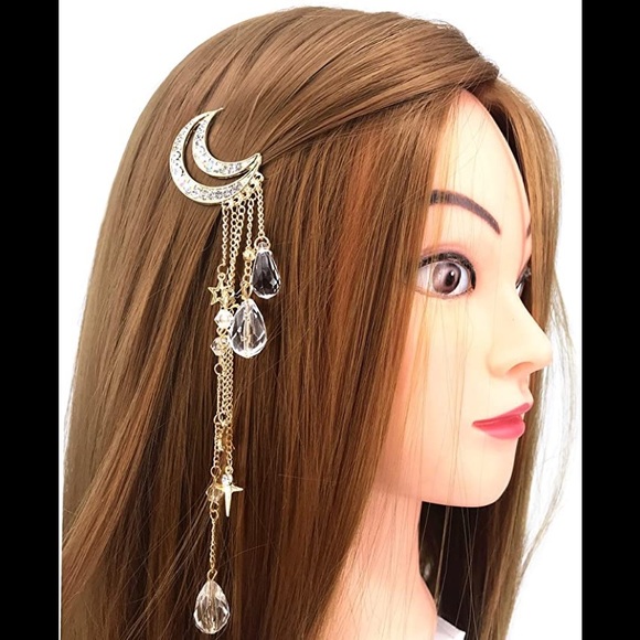 Moon stars crystals hair clips gold silver rose - Picture 3 of 16